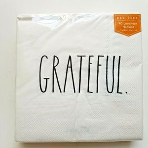 Rae Dunn Grateful Luncheon Napkins White 3-Ply